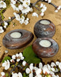 Black, Bronze and Copper set of 3 candle tealight holders with geode design epoxy resin