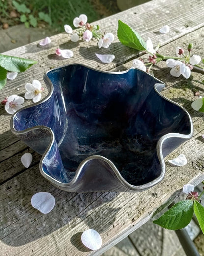 Small Purple and Blue bowl, 8x3" geode design epoxy resin
