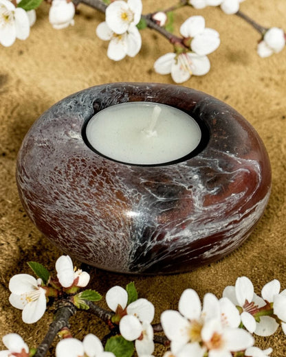 Black, Bronze and Copper set of 3 candle tealight holders with geode design epoxy resin
