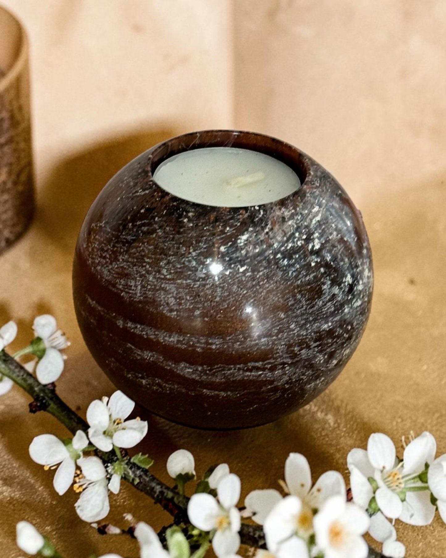 Black, Bronze and Copper set of 3 candle tealight holders with geode design epoxy resin