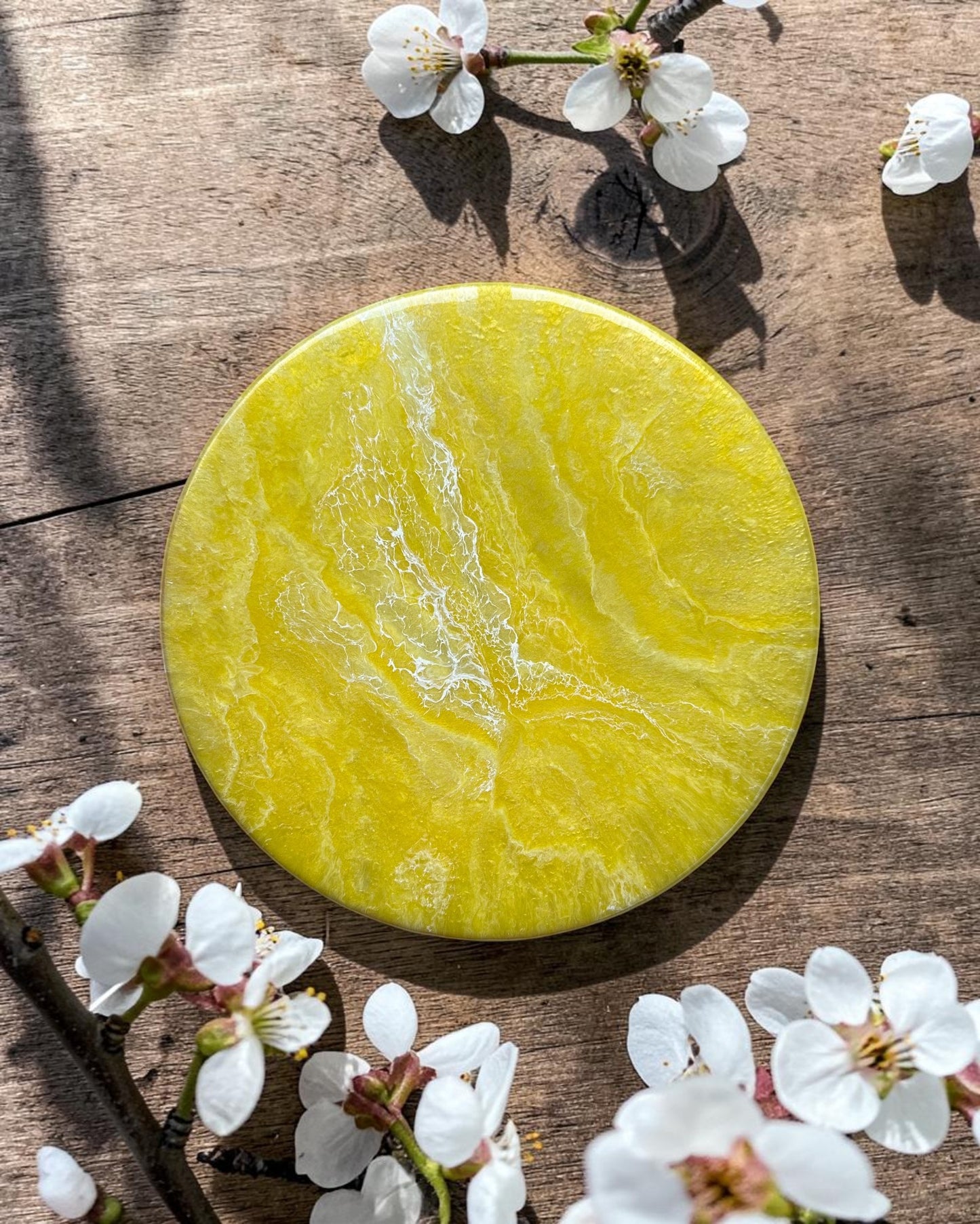 Yellow Lazy Susan's geode design epoxy resin, 5 sizes