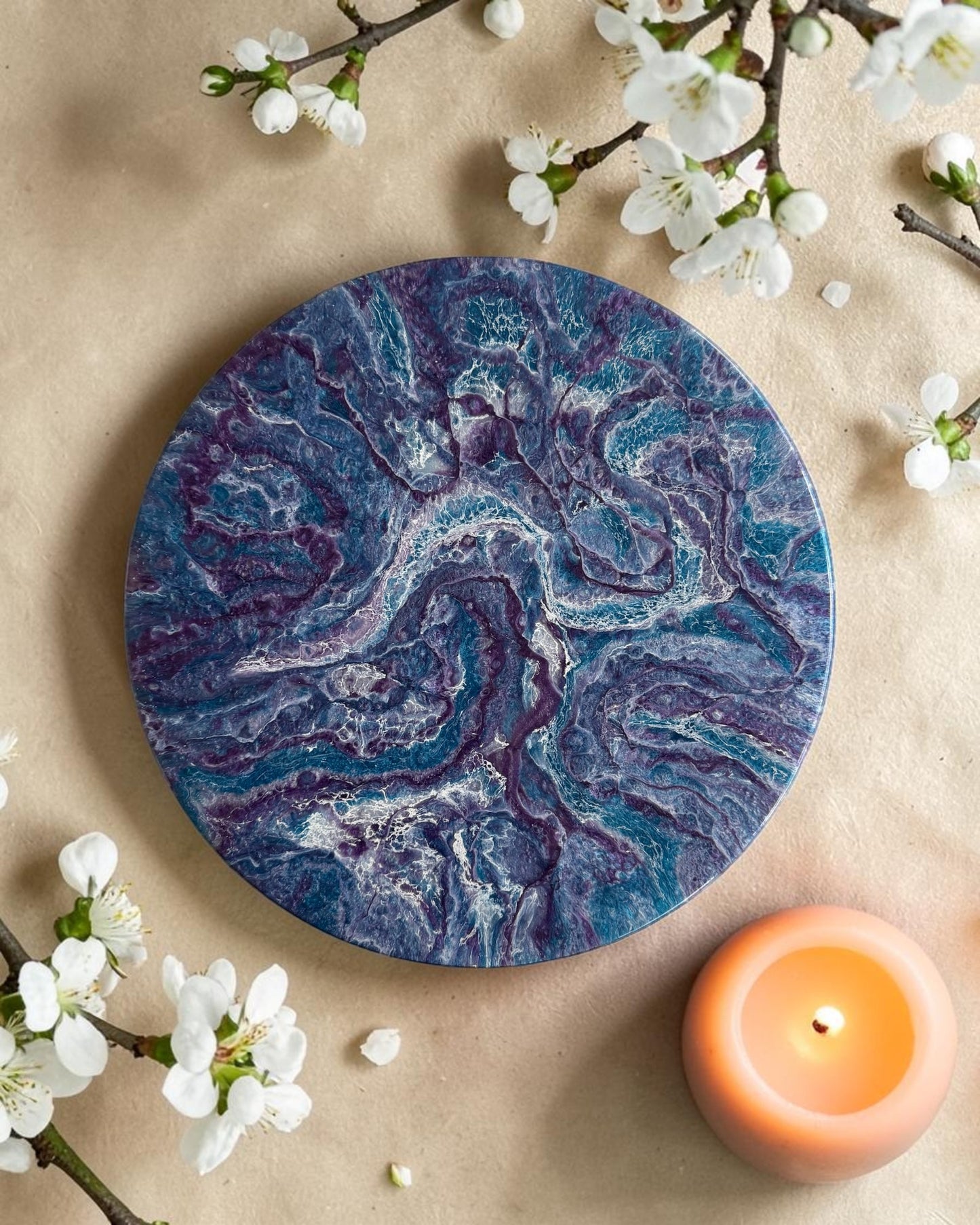 Purple and Blue Lazy Susan's geode design epoxy resin, 5 sizes