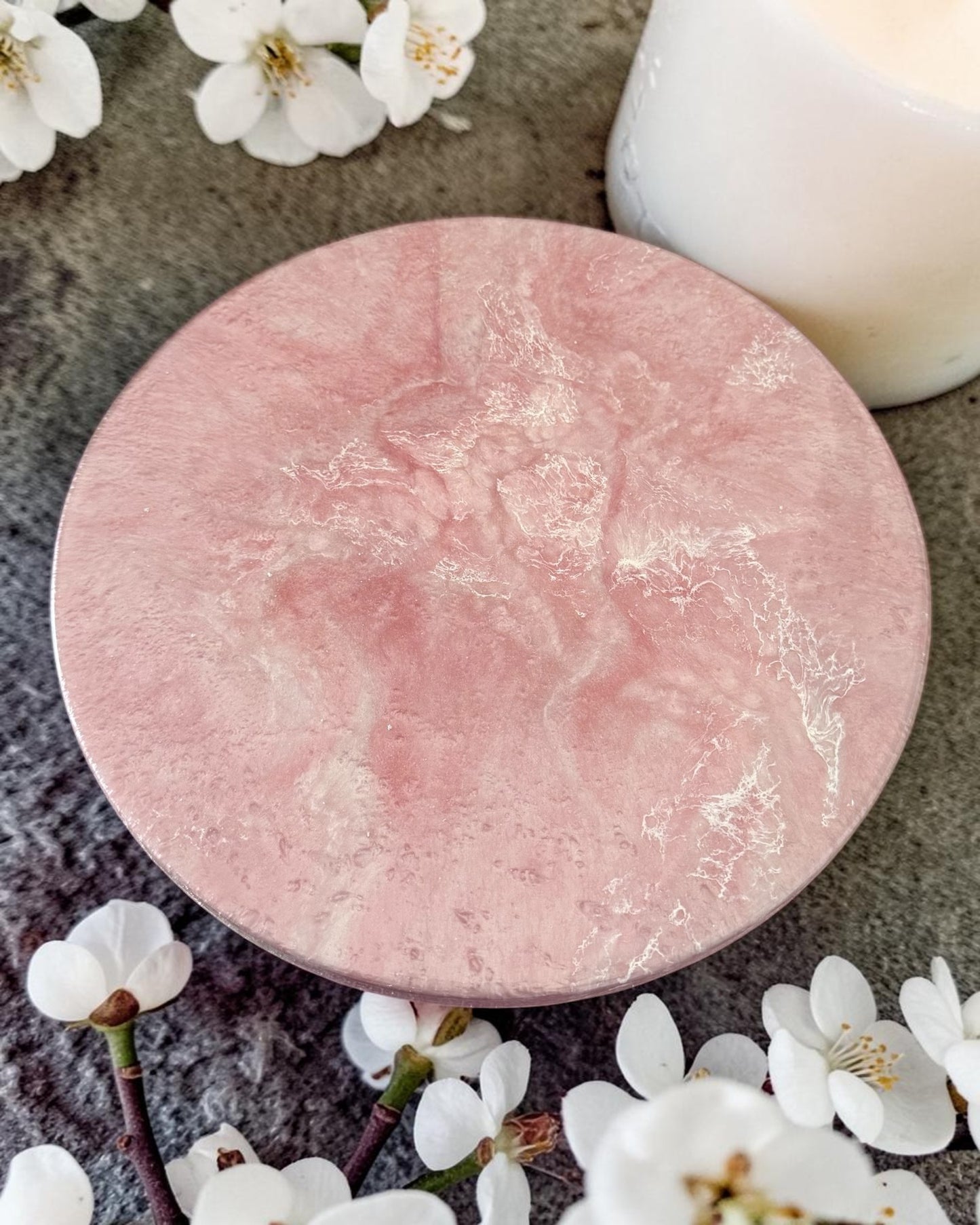 Light Pink Lazy Susan's geode design epoxy resin, 5 sizes