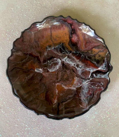 Black, Bronze and Copper Platter 12" geode design epoxy resin