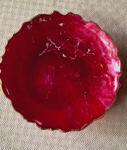 Red Platter 12" geode design epoxy resin