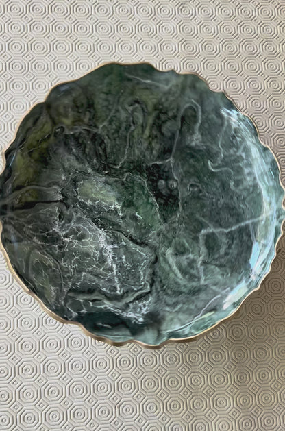 Green Platter 12" geode design epoxy resin