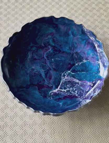 Purple and Blue Platter 12" geode design epoxy resin