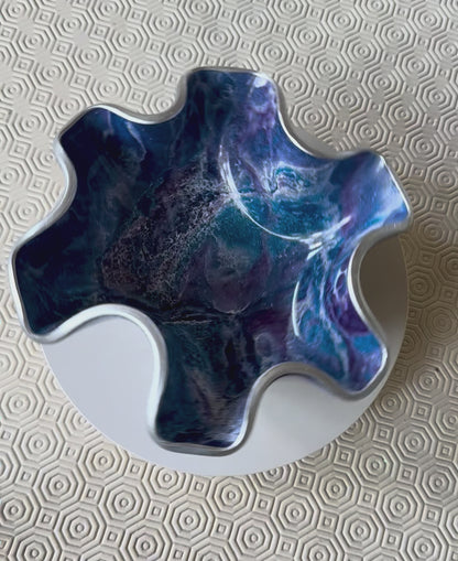 Small Purple and Blue bowl, 8x3" geode design epoxy resin