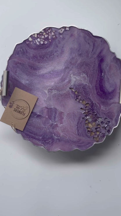 Purple tray handmade epoxy resin geode design