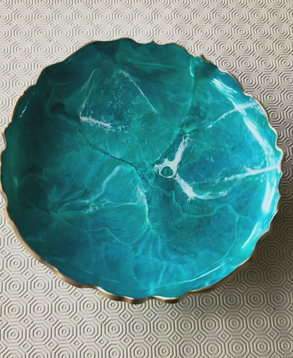 Ocean colors Platter 12" geode design epoxy resin