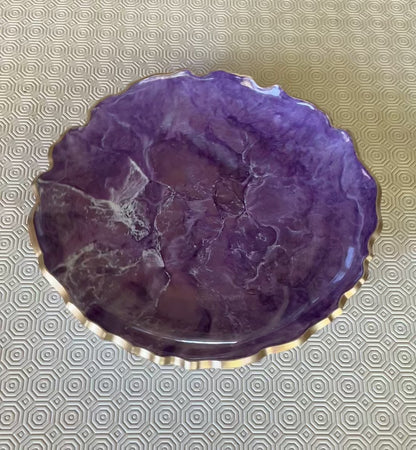 Small Purple bowl, 8x2" geode design epoxy resin