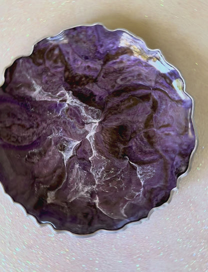 Purple and Brown Platter 12" geode design epoxy resin