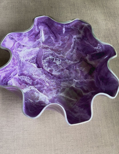Large Purple bowl, 18x3" geode design epoxy resin