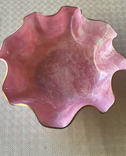 Large light Pink bowl, 18x3" geode design epoxy resin