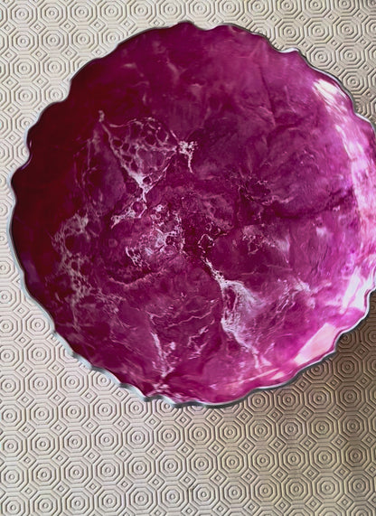 Pink Platter 12" geode design epoxy resin