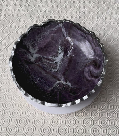 Small Purple and Brown bowl, 8x2" geode design epoxy resin