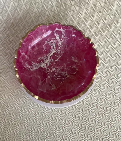 Small Pink bowl, 8x2" geode design epoxy resin