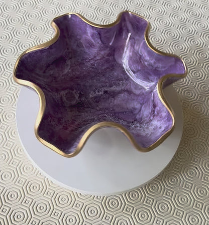 Small Purple bowl, 8x3" geode design epoxy resin