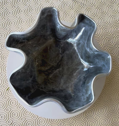 Small Silver and Grey bowl, 8x3" geode design epoxy resin