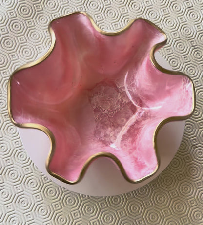 Small Light Pink bowl, 8x3" geode design epoxy resin