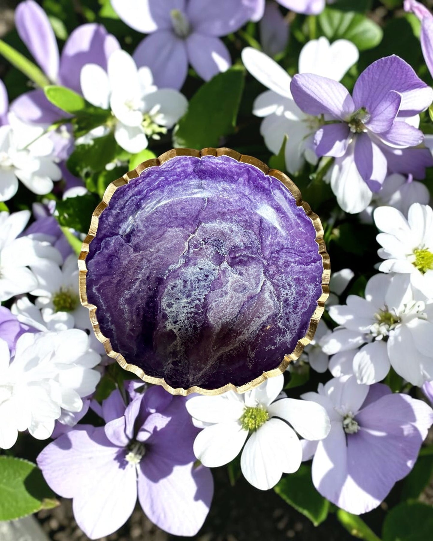 Small Purple bowl, 8x2" geode design epoxy resin