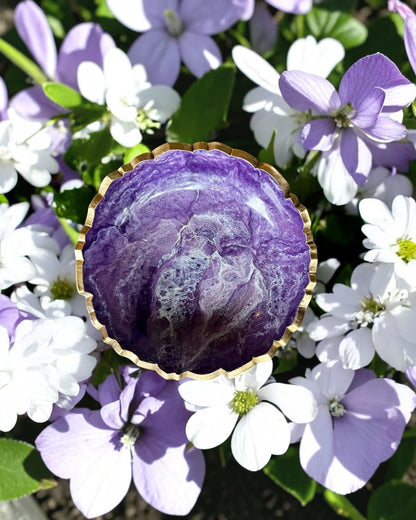 Small Purple bowl, 8x2" geode design epoxy resin